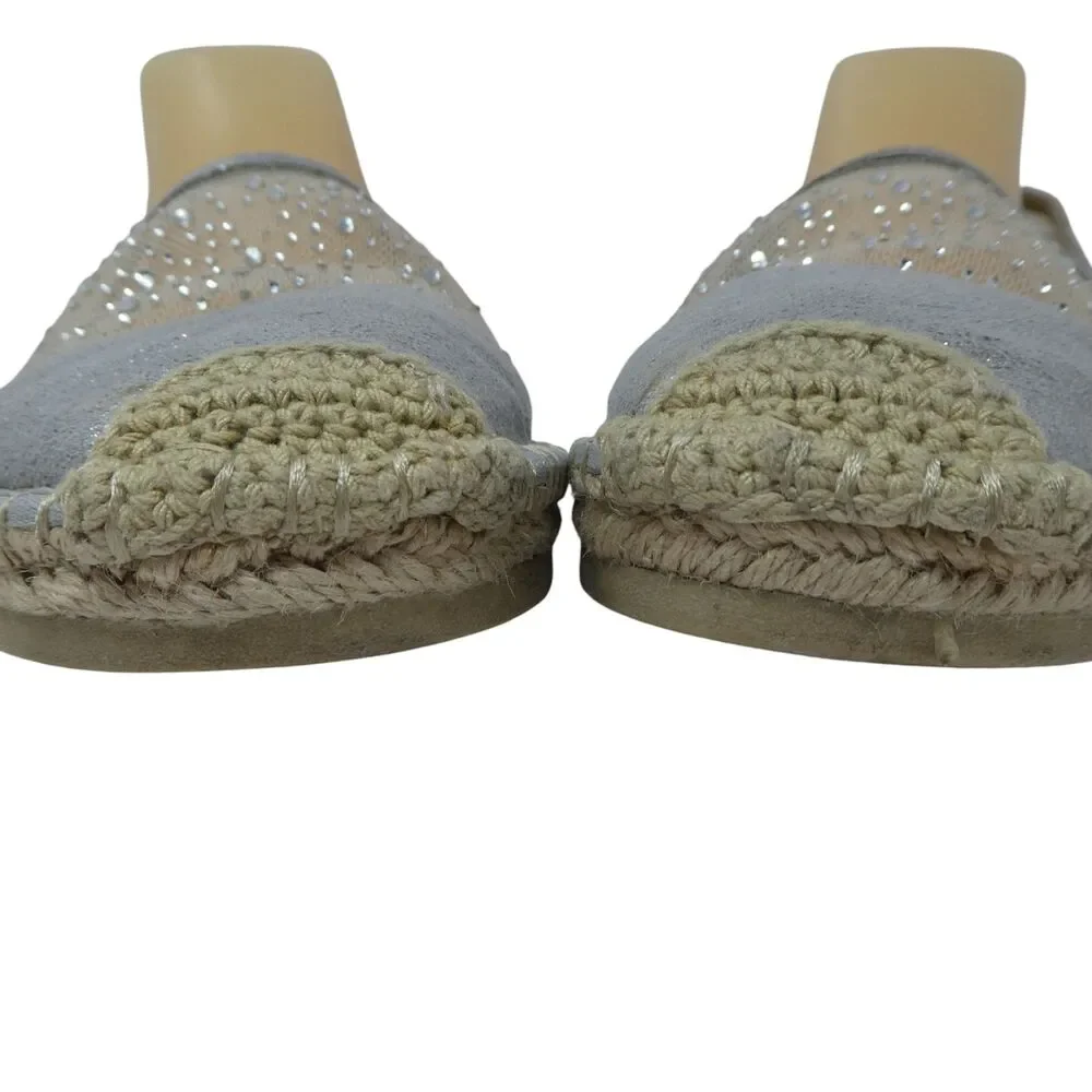 Yellow Box Lucita Silver Mesh Crystal Bling Espadrille Flats Shoes
